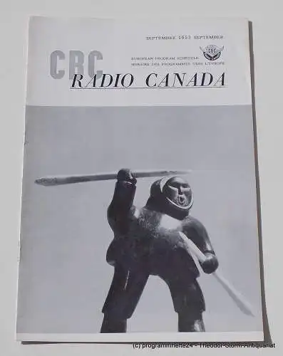 Canadian Broadcasting Corporation: Programmheft CBC European Program Schedule RADIO CANADA SEPTEMBER 1953 (18). 