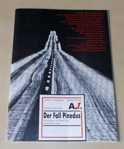 Altonaer Theater, Hans Fitze, Thomas Müller: Programmheft Der Fall Pinedus. Schauspiel von Paolo Levi. Programmheft 8 der Spielzeit 1991 / 1992 (18). 