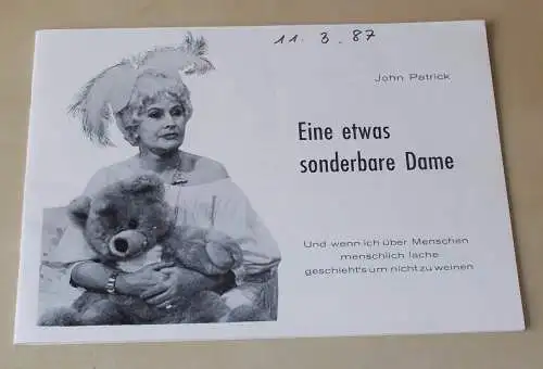 Kleines Theater Bad Godesberg, Walter Ullrich, Astrid Carstensen: Programmheft Eine etwas sonderbare Dame. Komödie von John Patrick (18). 