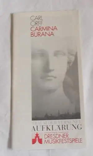 Dresdner Musikfestspiele, Michael Hampe, Torsten Mosgraber: Programmheft CARMINA BURANA. Cantiones profanae. Dresdner Musikfestspiele 1996 (18). 