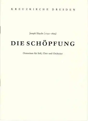 Kreuzkirche Dresden: Programmheft Die Schöpfung. Oratorium von Joseph Haydn 23. Juni 1985 (18). 