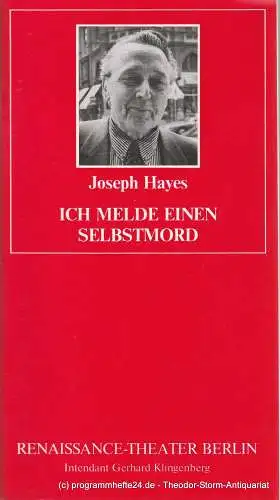 Renaissance-Theater Berlin, Gerhard Klingenberg, Lothar Ruff: Programmheft Ich melde einen Selbstmord. Heft 4, 27. April 1988 (18). 
