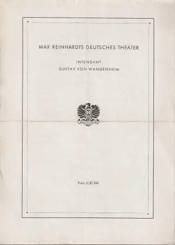 Max Reinhardts Deutsches Theater, Gustav von Wangenheim: Programmheft Carl Sternheim DER SNOB (18). 