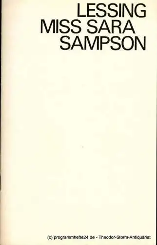 Deutsches Theater Berlin, Staatstheater der DDR, Gerhard Wolfram, Alexander Lang, Ilse Galfert, Heinz Rohloff: Programmheft MISS SARA SAMPSON. Ein bürgerliches Trauerspiel von Gotthold Ephraim Lessing. 94. Spielzeit (18). 