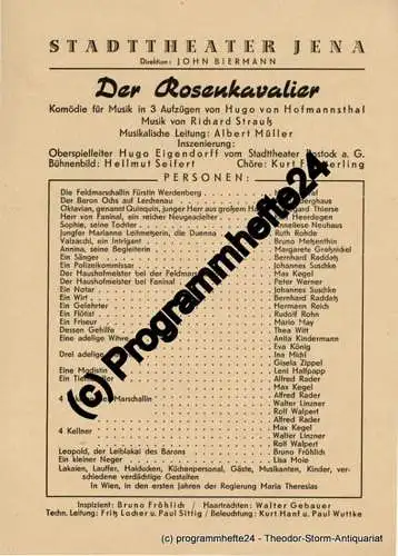 Stadttheater Jena, John Biermann: Theaterzettel Der Rosenkavalier. Komödie für Musik von Hugo von Hofmannsthal (18). 