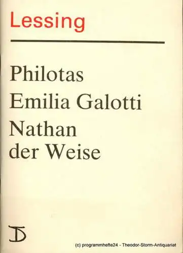 Deutsches Theater, Staatstheater der DDR, Dieter Mann, Hans Nadolny, Hans-Martin Rahner: Programmheft Lessing: PHILOTAS / EMILIA GALOTTI / NATHAN DER WEISE. Premieren 5., 6. und 7. Oktober 1987 (18). 