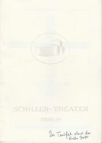 Schiller Theater Berlin, Boleslaw Barlog, Albert Beßler: Programmheft Der Teufel und der liebe Gott Spielzeit 1951 / 52 Heft 11 (18). 