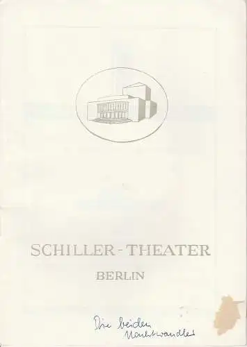 Schiller Theater Berlin, Boleslaw Barlog, Albert Beßler: Programmheft Die beiden Nachtwandler. Spielzeit 1951 / 52 Heft 7 (18). 