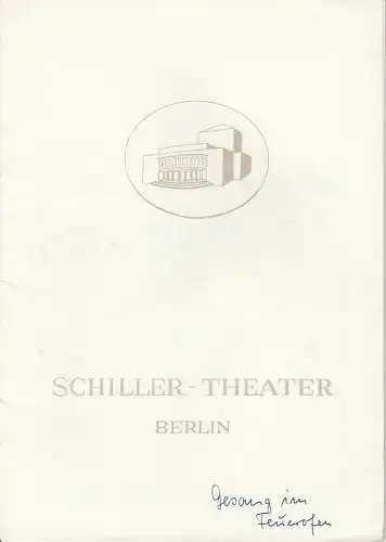 Schiller Theater Berlin, Boleslaw Barlog, Albert Bessler: Programmheft Der Gesang im Feuerofen. Drama von Carl Zuckmayer. Spielzeit 1951 / 52 Heft 1 (18). 