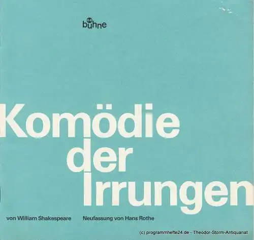 Bühne 64, Jürg Medicus: Programmheft Komödie der Irrungen von William Shakespeare (18). 