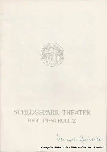 Schlosspark  Theater Berlin-Steglitz, Boleslaw Barlog: Programmheft General Quixotte oder Der Verliebte Reaktionär ( L'Hurluberlu ). Spielzeit 1959 / 60 Heft 81 (18). 