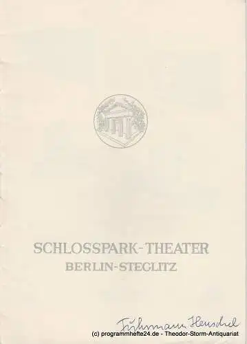 Schlosspark  Theater Berlin-Steglitz, Boleslaw Barlog: Programmheft Fuhrmann Henschel. Schauspiel von Gerhart Hauptmann. Spielzeit 1957 / 58 Heft 70 (18). 
