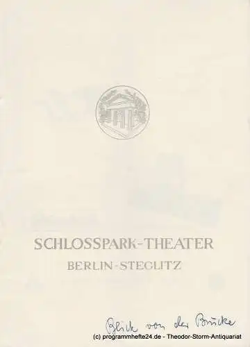 Schlosspark  Theater Berlin-Steglitz, Boleslaw Barlog: Programmheft Ein Blick von der Brücke. Ein Stück von Arthur Miller. Spielzeit 1955 / 56 Heft 53 (18). 