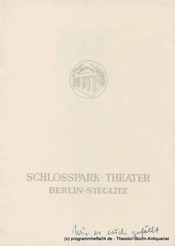 Schlosspark  Theater Berlin-Steglitz, Boleslaw Barlog: Programmheft Wie es euch gefällt. Spielzeit 1953 / 54 Heft 25 (18). 