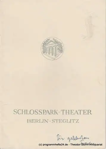 Schlosspark  Theater Berlin-Steglitz, Boleslaw Barlog: Programmheft Die gelehrten Frauen. Lustspiel von Moliere. Spielzeit 1951 / 52 Heft 2 (18). 