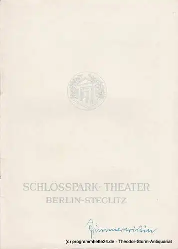 Schlosspark  Theater Berlin-Steglitz, Boleslaw Barlog: Programmheft Die Zimmerwirtin von Jacques Audiberti. Spielzeit 1965 / 66 Heft 136 (18). 