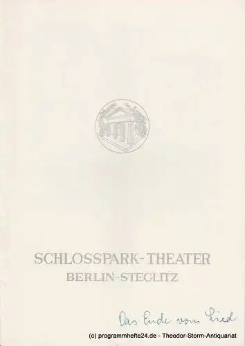 Schlosspark  Theater Berlin-Steglitz, Boleslaw Barlog: Programmheft Das Ende vom Lied. Drama von Willis Hall. Spielzeit 1959 / 60 Heft 82 (18). 