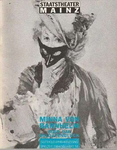 Staatstheater Mainz, Peter Brenner, Claudia Grönemeyer: Programmheft Gotthold Ephraim Lessing MINNA VON BARNHELM Premiere 10. September 1994 Spielzeit 1994 / 95 (18). 