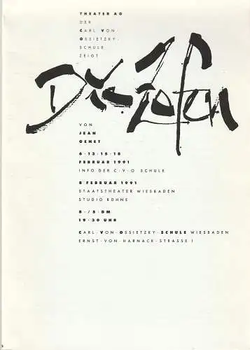Theater AG der Carl-von-Ossietzky-Schule Wiesbaden: Programmheft Jean Genet DIE ZOFEN Premiere 6. Februar 1991 (18). 