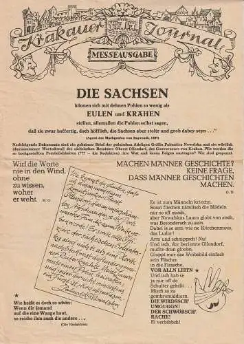 Theater der Stadt Cottbus, Johannes Steurich, Jutta Maria Winkler, Carola Böhnisch, Walter Böhm: Programmheft Karl Millöcker DER BETTELSTUDENT Premiere 23. Mai 1987 Spielzeit 1986 / 87 Nr. 9 (18). 