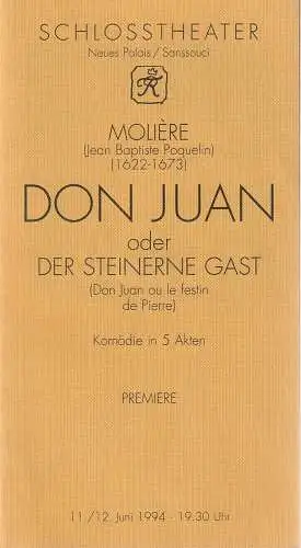 Musikfestspiele Potsdam Sanssouci 1994, Andrea Palent, Hans-Otto-Theater, Stefan Märki, Michael Philipps: Programmheft Moliere DON JUAN oder DER STEINERNE GAST Premiere 11. Juni 1994 (18). 