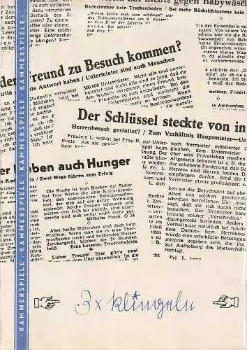 Städtische Theater Leipzig, Karl Kayser, Hans Michael Richter, Walter Bankel, Helga Wallmüller: Programmheft Hans-Dieter Schmidt 3 x klingeln Spielzeit 1960 / 61 Heft 2 (18). 
