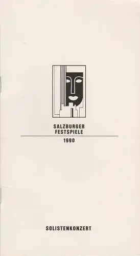 Salzburger Festspiele Franz Willnauer, Hedwig Kainberger, Christa Willander, Annedore Cordes: Programmheft SOLISTENKONZERT CHRISTIAN ALTENBURGER 1. August 1990 Mozarteum Salzburger Festspiele 1990 (18). 