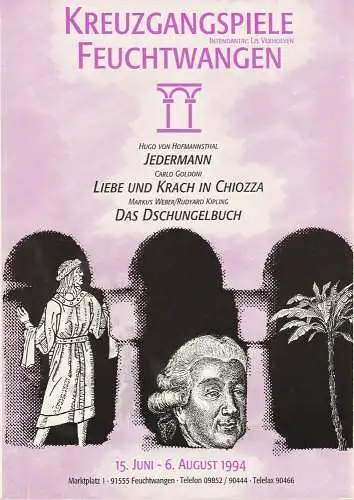 Stadt Feuchtwangen, Rolf Rüdiger Eckard, Lis Verhoeven, Stella Maria Adorf, Irmgard Schmidt, Heiko Rogge, Sandor Domonkos ( Probenfotos ): Programmheft KREUZGANGSPIELE FEUCHTWANGEN 15. Juni bis 6. August 1994 (18). 