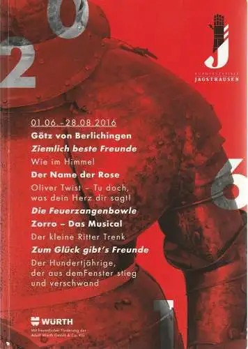Burgfestspiele Jagsthausen,  Ann-Kathrin Halter, Markus Müller: Programmheft BURGFESTSPIELE JAGSTHAUSEN 01.06. bis 28.08. 2016 Spielzeit 67 (18). 
