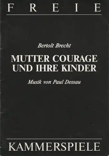 Freie Kammerspiele Magdeburg, Wolf Bunge, Hans-Peter Frings: Programmheft Bertolt Brecht MUTTER COURAGE UND IHRE KINDER Heft 2 der Spielzeit 1995 / 96 (18). 