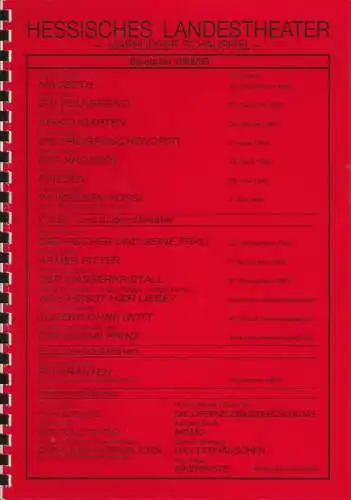 Hessisches Landestheater, Marburger Schauspiel, Ekkehard Dennewitz, Jochem Görtz: Hessisches Landestheater - Marburger Schauspiel Spielplan 1992 / 93 (18). 