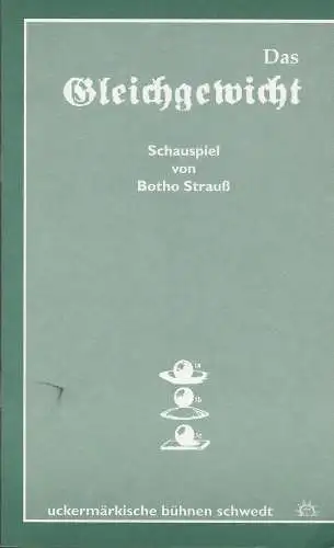 Uckermärkische Bühnen Schwedt, Reinhard Simon, Wolfgang Bernert, Siegfried Mehl, Grit Escher: Programmheft Botho Strauß DAS GLEICHGEWICHT Premiere 5. Mai 1995 Spielzeit 1994 / 95 Heft 8 (18). 