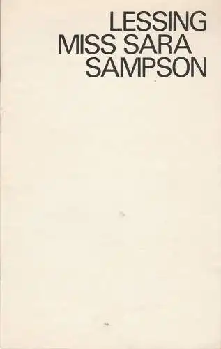 Deutsches Theater Berlin Staatstheater der DDR, Gerhard Wolfram, Alexander Lang, Ilse Galfert, Heinz Rohloff: Programmheft Gotthold Ephraim Lessing MISS SARAH SAMPSON 1978 (18). 