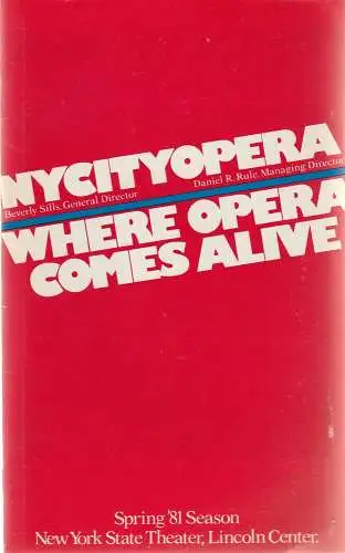 The New York City Opera, Beverly Sills, Daniel R. Rule: Programmheft Wolfgang Amadeus Mozart LA CLEMENZA DI TITO April 24 1981 Spring Season (18). 