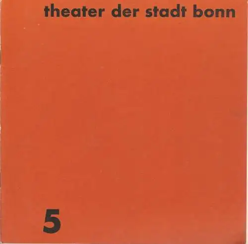 Theater der Stadt Bonn, Karl Pempelfort, Manfred Klein: Programmheft Gaetano Donizette LUCIA DI LAMMERMOOR Spielzeit 1967 / 67 Heft 5 (18). 