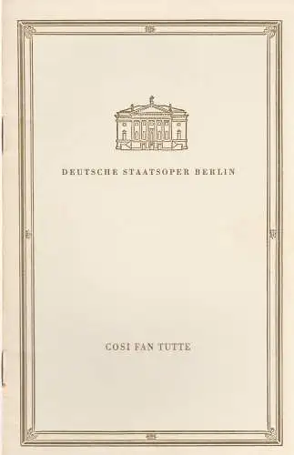 Deutsche Staatsoper Berlin, Günter Rimkus, Franz Hoffmeister: Programmheft Wolfgang Amadeus Mozart COSI FAN TUTTE 24. Juni 1958 (18). 