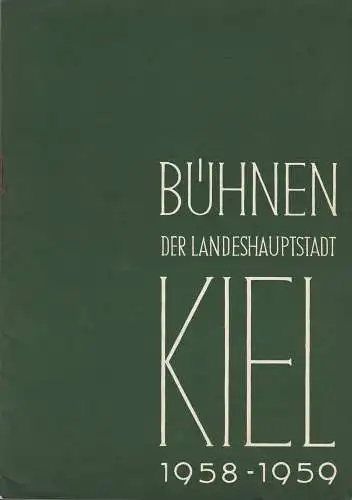 Bühnen der Landeshauptstadt Kiel, Rudolf Meyer, Hans Niederauer, Philipp Blessing: Programmheft William Shakespeare HAMLET Stadttheater Spielzeit 1958 / 59 Heft 3 (18). 