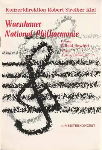 Konzertdirektion Robert Streiber Kiel: Programmheft WARSCHAUER NATIONAL PHILHARMONIE 4. Meisterkonzert 12. Februar 1966 Großer Konzertsaal im Kieler Schloß (18). 
