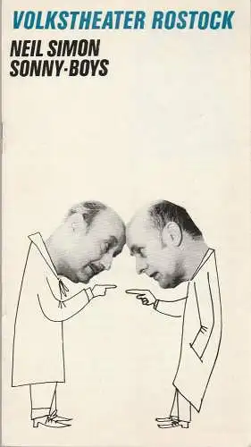 Volkstheater Rostock, Deutsche Demokratische Republik, Hanns Anselm Perten, Helga Thieme, Gladys Pontoni, Georg Hülsse: Programmheft Neil Simon SONNY-BOYS Premiere 2. März 1976  Kleines Haus Spielzeit 1976 / 77 (18). 