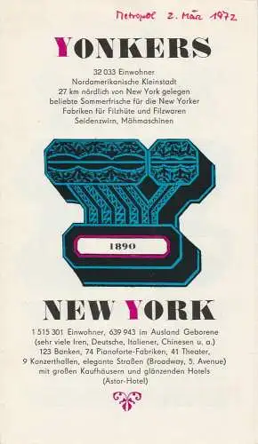 Metropol Theater, Hans Pitra, Kurt Damies: Programmheft Jerry Herman HALLO DOLLY Spielzeit 1971 / 72 (18). 