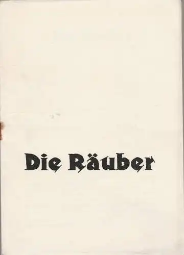 Theater der Stadt Greiz, Wilhelm Wehner, Harald Toepel: Programmheft Friedrich Schiller DIE RÄUBER Premiere 9. Mai 1959 Spielzeit 1958 / 59 Heft 2 (18). 