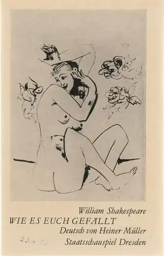 Staatstheater Dresden, Peter Reichel, Ekkehard Walter: Programmheft William Shakespeare WIE ES EUCH GEFÄLLT Premiere 18. Dezember 1980  Großes Haus Staatsschauspiel Dresden (18). 