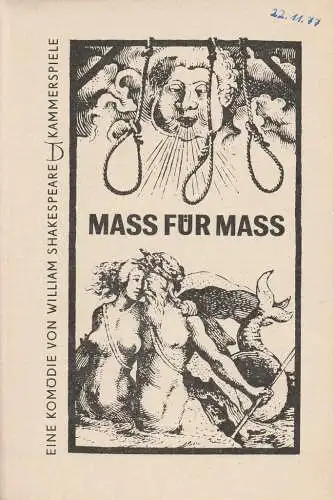 Deutsches Theater / Kammerspiele, Martin Linzer, Alexander Weigel, Beb Unger, Jo Fritsche: Programmheft William Shakespeare MASS FÜR MASS Spielzeit 1965 / 66 Heft 7 (18). 