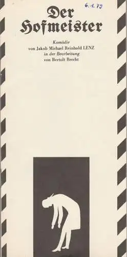 Berliner Ensemble, Staatstheater der Deutschen Demokratischen Republik, Manfred Wekwerth, Thomas Wieck, Karl-Heinz Drescher: Programmheft Jakob Michael Reinhold Lenz DER HOFMEISTER Premiere 6. Oktober 1977 (18). 