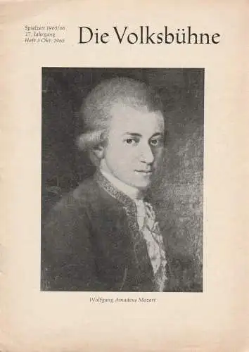 Volksbühne Flensburg, Hildegard Petersen: Programmheft DIE VOLKSBÜHNE Wolfgang Amadeus Mozart DIE ZAUBERFLÖTE  Spielzeit 1965 / 66 Heft 3 Oktober 1965 (18). 