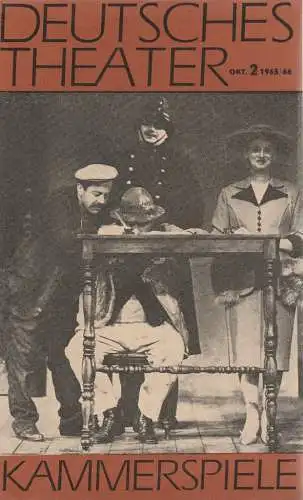 Deutsches Theater Berlin: Theaterzeitung Deutsches Theater Kammerspiele Oktober 2  1965 / 66 (18). 