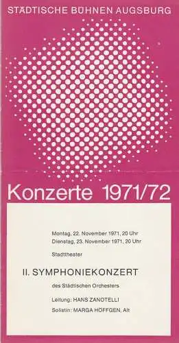 Städtische Bühnen Augsburg: Programmheft II. SYMPHONIEKONZERT des STÄDTISCHEN ORCHESTERS 22. und 23. November 1971 (18). 