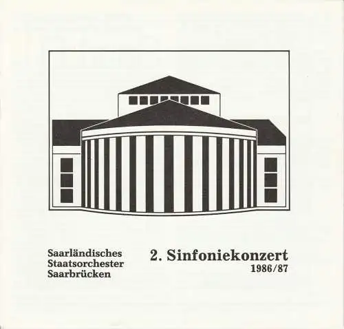 Saarländisches Staatstheater Saarbrücken, Jiri Kout, Martin Peleikis, Lothar Trautmann, Thomas Lang: Programmheft SAARLÄNDISCHES STAATSORCHESTER SAARBRÜCKEN 2. SINFONIEKONZERT 20. + 21. Oktober 1986 Spielzeit 1986 / 87 (18). 