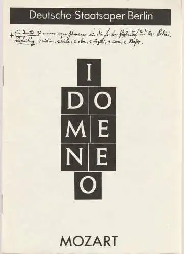 Deutsche Staatsoper Berlin, Deutsche Demokratische Republik, Sigrid Neef, Karsten Bartels, Karl-Heinz Drescher: Programmheft Wolfgang Amadeus Mozart IDOMENEO 20. Mai 1981 (18). 