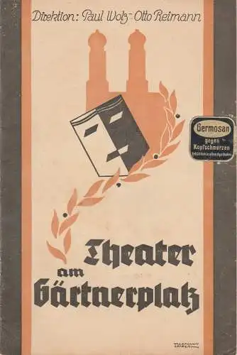 Theater am Gärtnerplatz, Direktion Paul Woltz- Otto Reimann, Rudolf Raab, Hans Badnitz: Programmheft Oskar Nedbal POLENBLUT Theater Zeitung Mai 1935 Nr. 23 (18). 